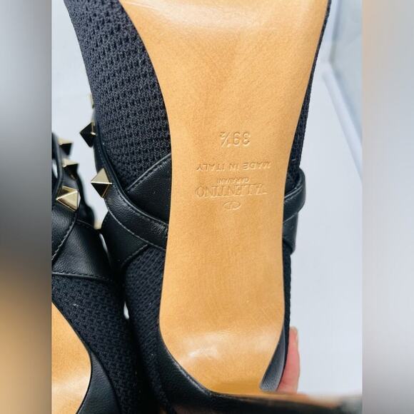 Valentino Garavani Black leather Rockstud Sock Ankle booties EU 39.5 - Picture 15 of 16